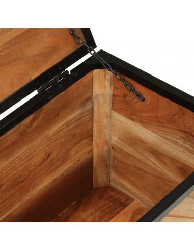 Scatola Portaoggetti 60x30x30 cm Legno Massello Acacia e Ferro