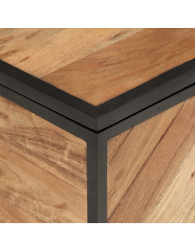 Scatola Portaoggetti 60x30x30 cm Legno Massello Acacia e Ferro