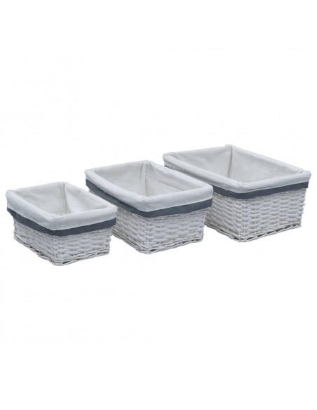 Set Cestini Impilabili 3 pz Bianchi in Salice