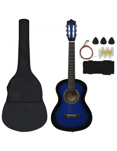 Set Chitarra Classica per Principianti 8 pz Blu 1/2 34"