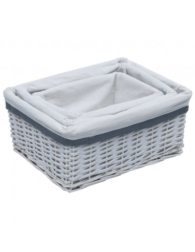 Set Cestini Impilabili 3 pz Bianchi in Salice