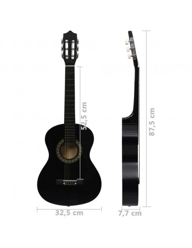 Set Chitarra Classica per Principianti 8 pz Nera 1/2 34"