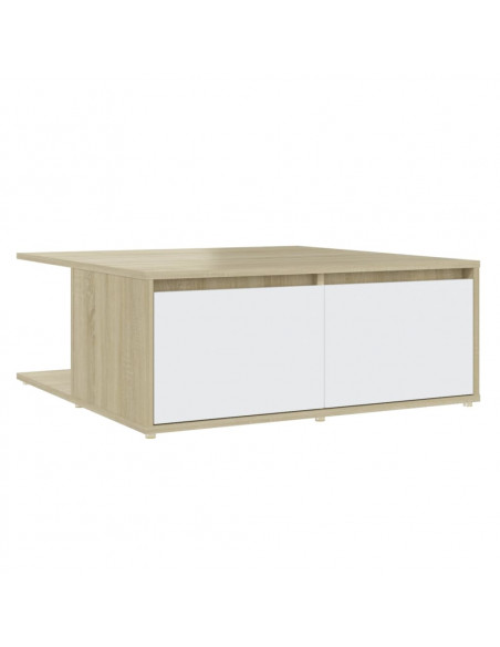 Tavolino Salotto Bianco e Rovere Sonoma 80x80x31cm Multistrato