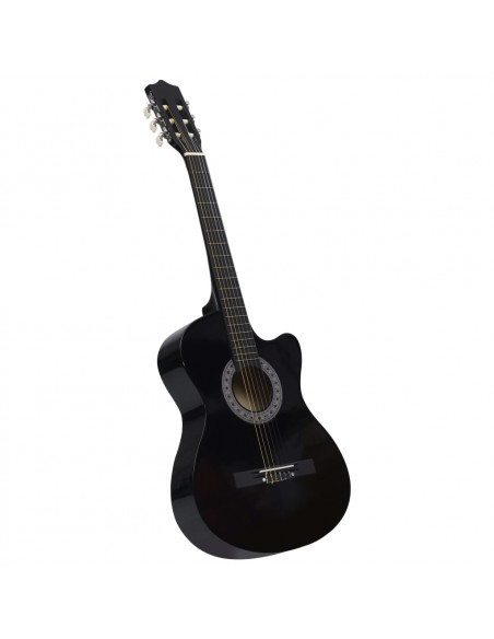Set Chitarra Classica Western 12 pz con 6 Corde Nera 38"