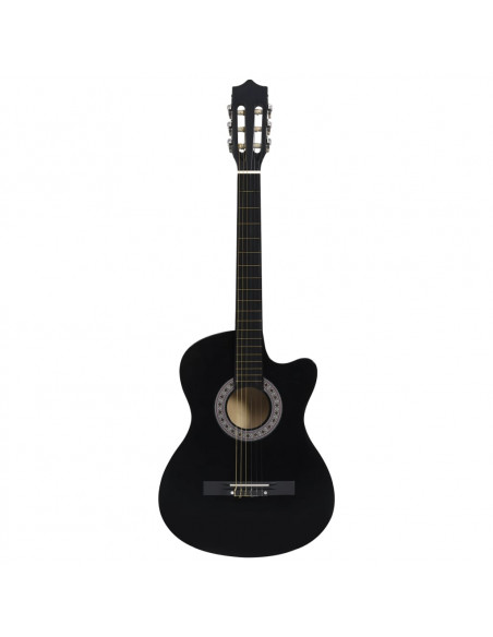 Set Chitarra Classica Western 12 pz con 6 Corde Nera 38"