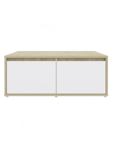 Tavolino Salotto Bianco e Rovere Sonoma 80x80x31cm Multistrato