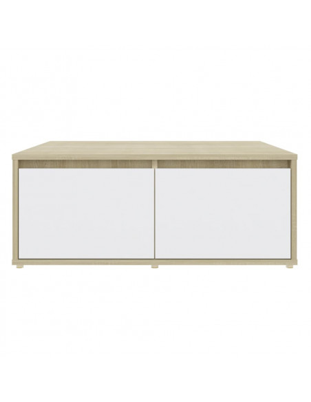 Tavolino Salotto Bianco e Rovere Sonoma 80x80x31cm Multistrato