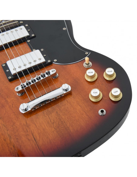 Chitarra Elettrica Principianti e Custodia Marrone Nera 4/4 39"