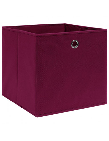 Scatole con Coperchi 4pz Rosso Scuro 32x32x32 cm Tessuto