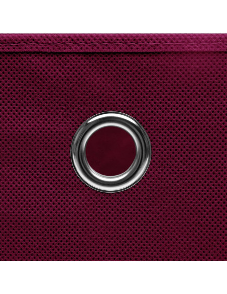 Scatole con Coperchi 4pz Rosso Scuro 32x32x32 cm Tessuto