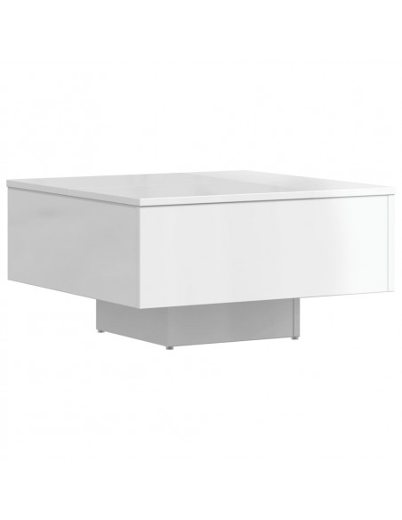 Tavolino Salotto Bianco Lucido 60x60x31,5 cm Legno Multistrato
