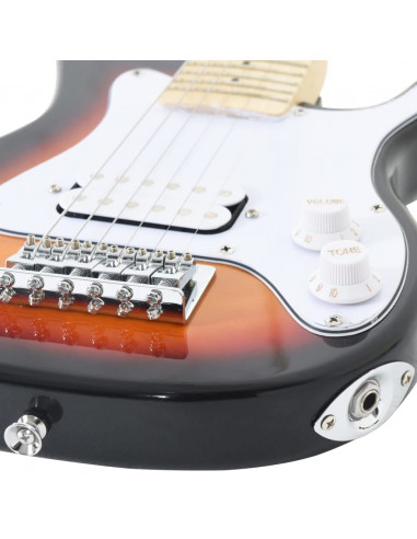 Chitarra Elettrica Bambini con Custodia Marrone Bianca 3/4 30"