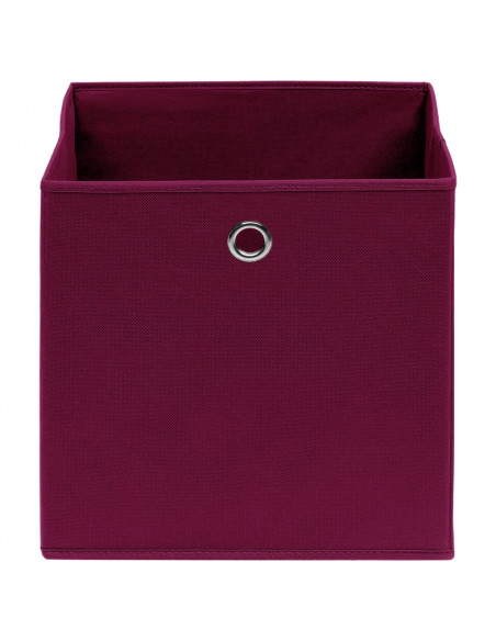 Scatole con Coperchi 10 pz Rosso Scuro 32x32x32 cm Tessuto