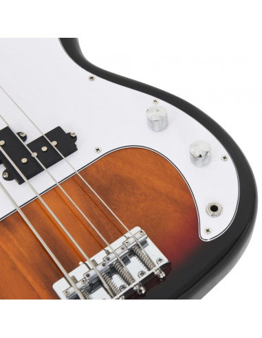 Basso Elettrico Principianti e Custodia Marrone Bianco 4/4 46"