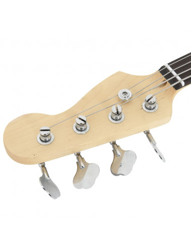 Basso Elettrico Principianti e Custodia Marrone Bianco 4/4 46"