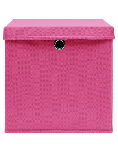 Scatole Portaoggetti con Coperchi 4pz Rosa 32x32x32 cm Tessuto