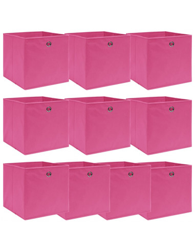 Scatole Portaoggetti 10 pz Rosa 32x32x32 cm Tessuto