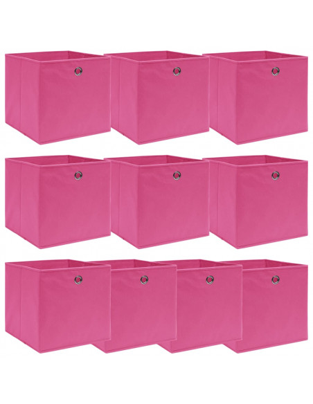 Scatole Portaoggetti 10 pz Rosa 32x32x32 cm Tessuto