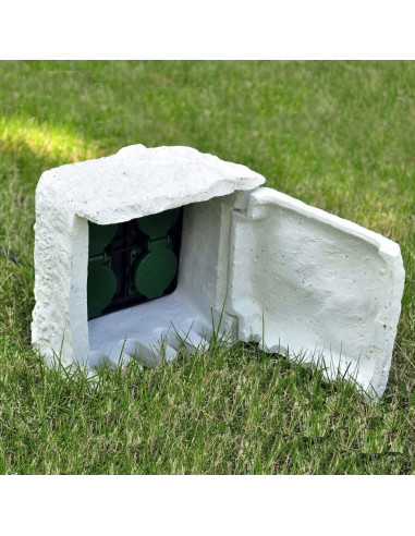 Presa Elettrica da Esterno 4 Spine Impermeabile Resina Bianca