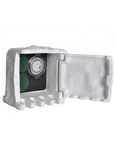 Presa Elettrica da Giardino in Pietra Falsa con Timer