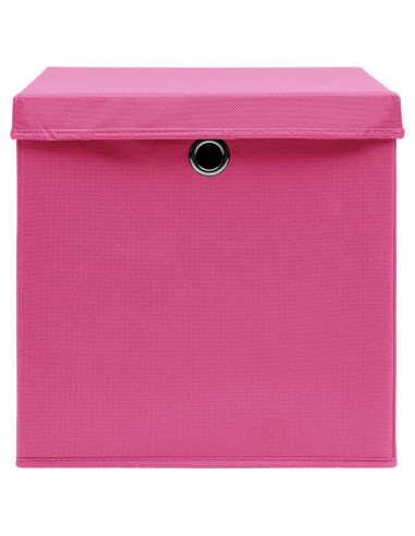 Scatole Portaoggetti con Coperchi 10pz Rosa 32x32x32 cm Tessuto