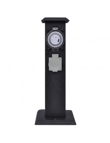 Presa Elettrica da Giardino a Pilastro Nero con Timer