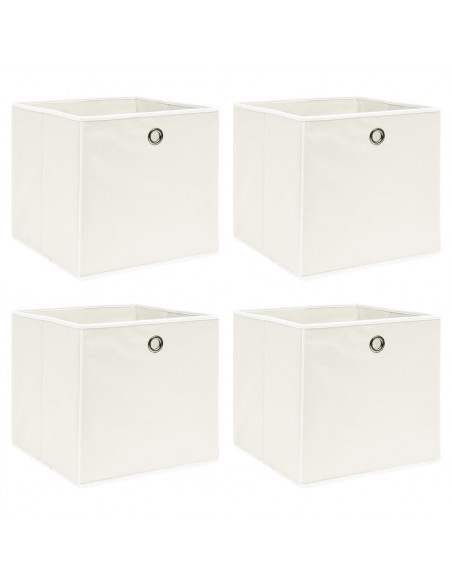 Scatole Portaoggetti 4pz Bianche 32x32x32 cm Tessuto