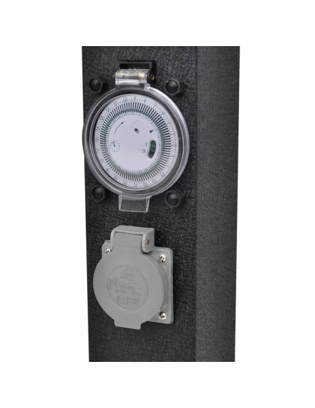 Presa Elettrica da Giardino a Pilastro Nero con Timer