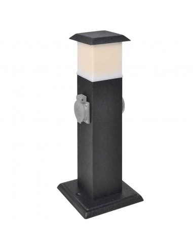 Presa Elettrica da Giardino a Pilastro Nera con Luce
