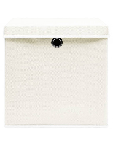 Scatole Portaoggetti con Coperchi 4pz Bianco 32x32x32cm Tessuto