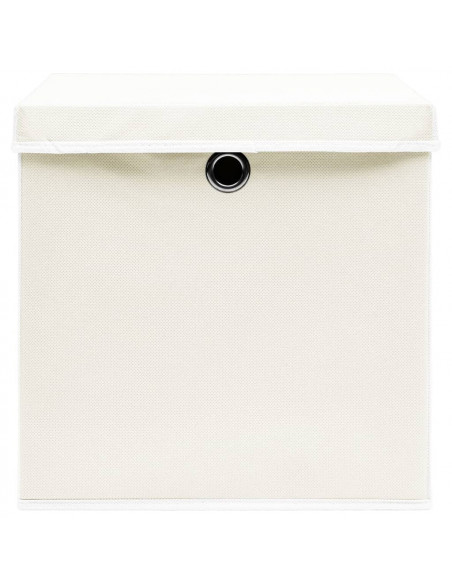 Scatole Portaoggetti con Coperchi 4pz Bianco 32x32x32cm Tessuto