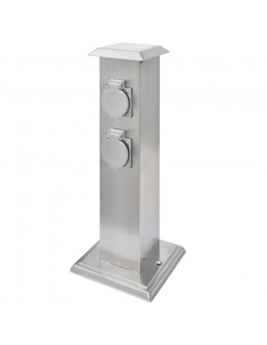 Presa Elettrica da Giardino a Pilastro in Acciaio Inossidabile