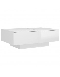 Tavolino Salotto Bianco Lucido 90x60x31 cm in Legno Multistrato 2