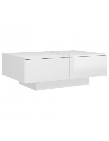 Tavolino Salotto Bianco Lucido 90x60x31 cm in Legno Multistrato
