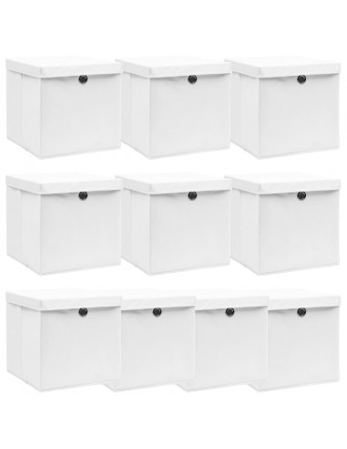 Scatole con Coperchi 10pz Bianche 32x32x32 cm Tessuto