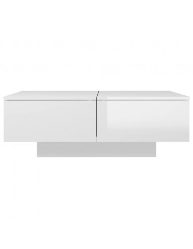 Tavolino Salotto Bianco Lucido 90x60x31 cm in Legno Multistrato