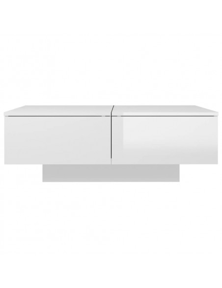 Tavolino Salotto Bianco Lucido 90x60x31 cm in Legno Multistrato