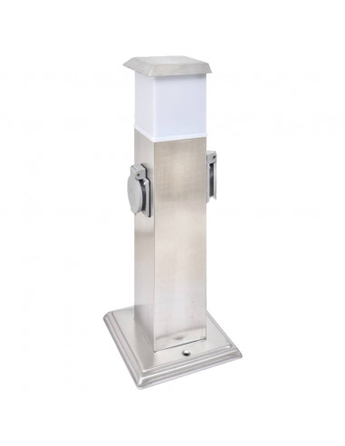 Presa Elettrica da Giardino a Pilastro Acciaio Inossidabile con Luce