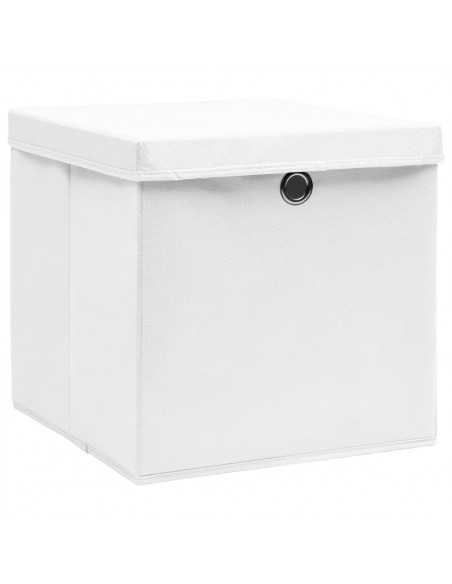 Scatole con Coperchi 10pz Bianche 32x32x32 cm Tessuto