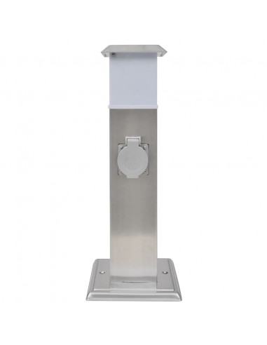 Presa Elettrica da Giardino a Pilastro Acciaio Inossidabile con Luce