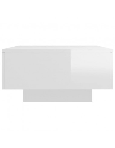Tavolino Salotto Bianco Lucido 90x60x31 cm in Legno Multistrato