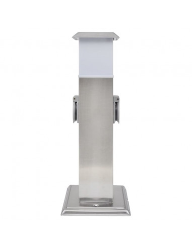 Presa Elettrica da Giardino a Pilastro Acciaio Inossidabile con Luce