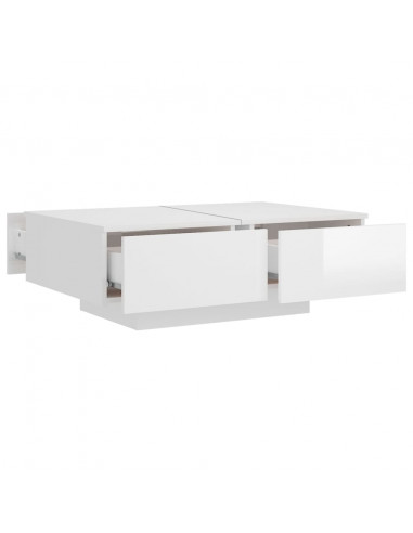 Tavolino Salotto Bianco Lucido 90x60x31 cm in Legno Multistrato