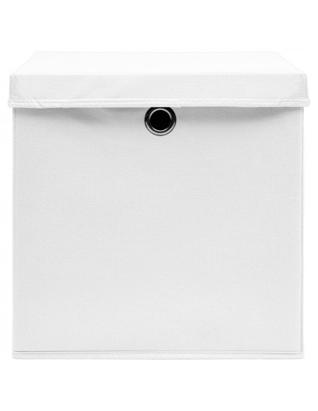 Scatole con Coperchi 10pz Bianche 32x32x32 cm Tessuto