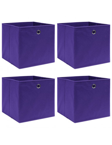 Scatole Portaoggetti 4pz Viola 32x32x32 cm Tessuto