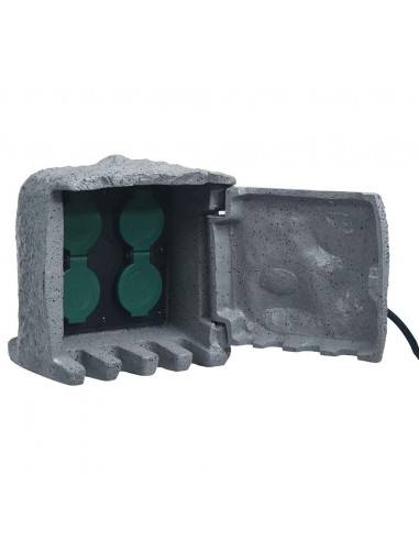 Presa da Esterno 4 Spine Resistente all'Acqua Poliresina Grigia