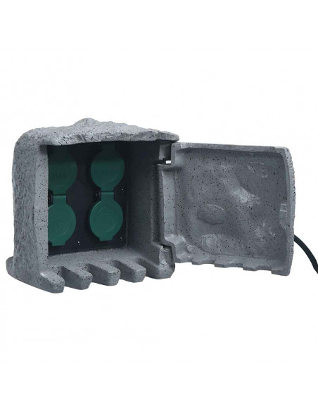 Presa da Esterno 4 Spine Resistente all'Acqua Poliresina Grigia