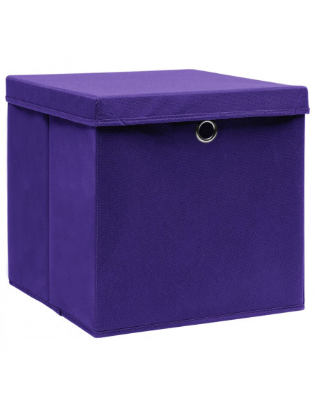 Scatole Portaoggetti con Coperchi 10pz Viola 32x32x32cm Tessuto