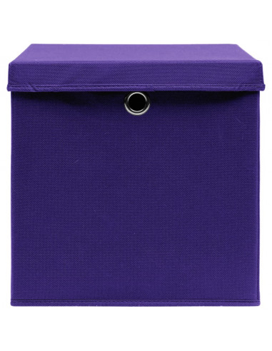 Scatole Portaoggetti con Coperchi 10pz Viola 32x32x32cm Tessuto