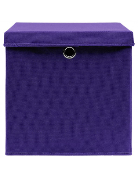 Scatole Portaoggetti con Coperchi 10pz Viola 32x32x32cm Tessuto